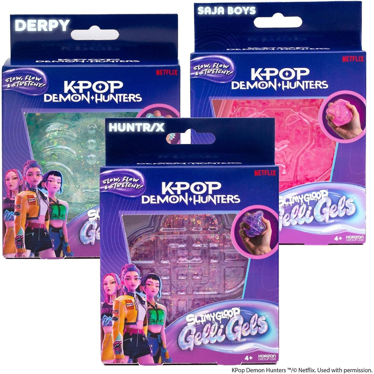 🔥KPop Demon Hunters SlimyGloop Gelli Gels Squeeze Toys 3 Pack BNWT🔥
