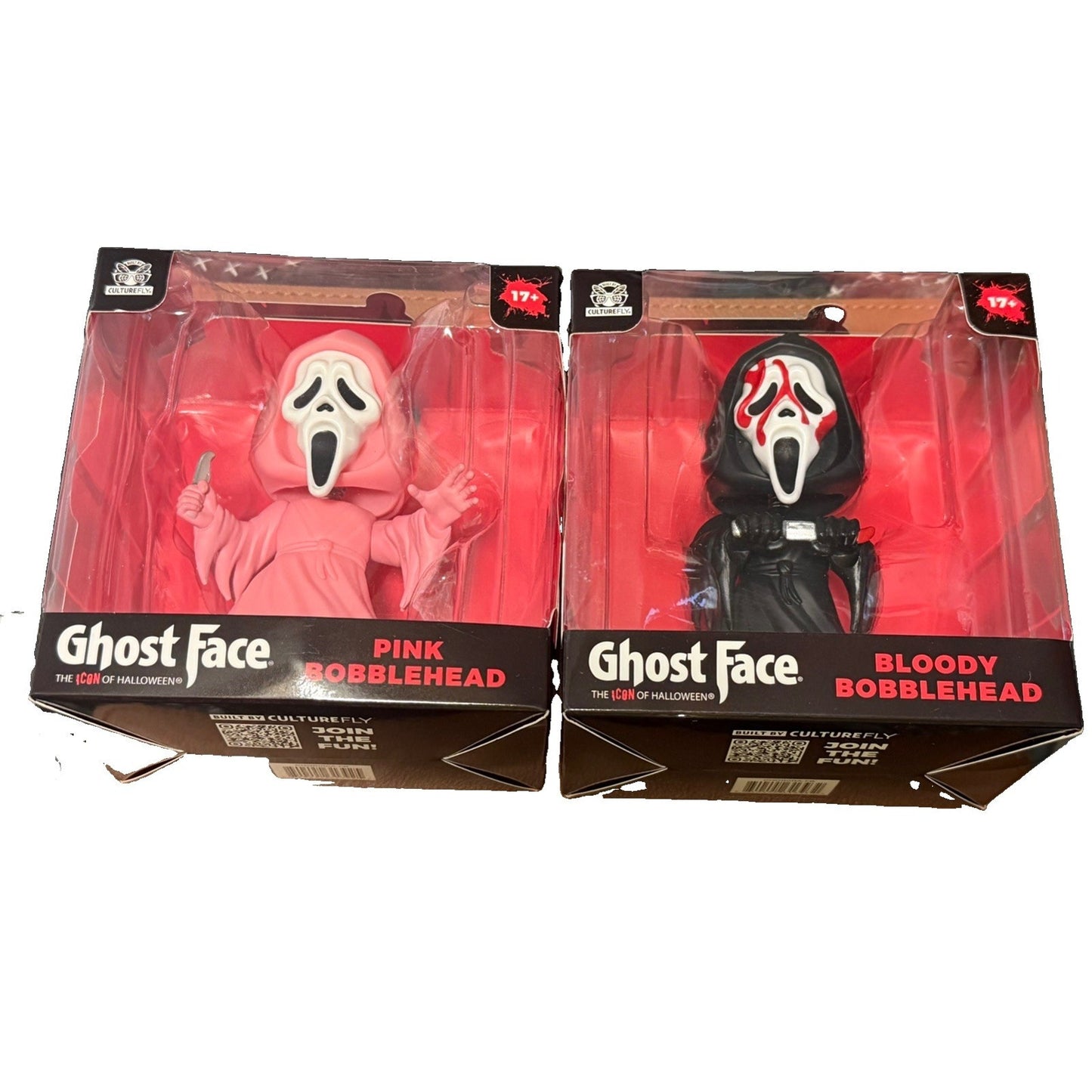 🔥CultureFly Ghost Face Bloody Bobblehead Set of 2 Pink & Black Scream BNWT🔥