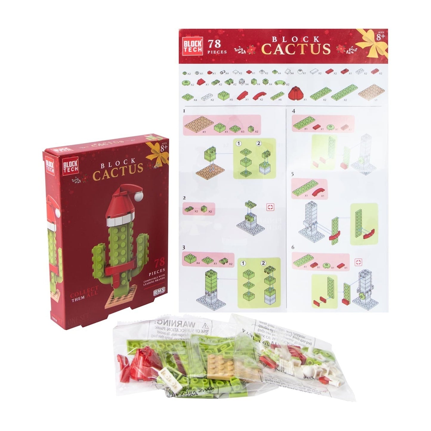 🔥BLOCK TECH Holiday Botanical Build Blocks CACTUS BNWT🔥