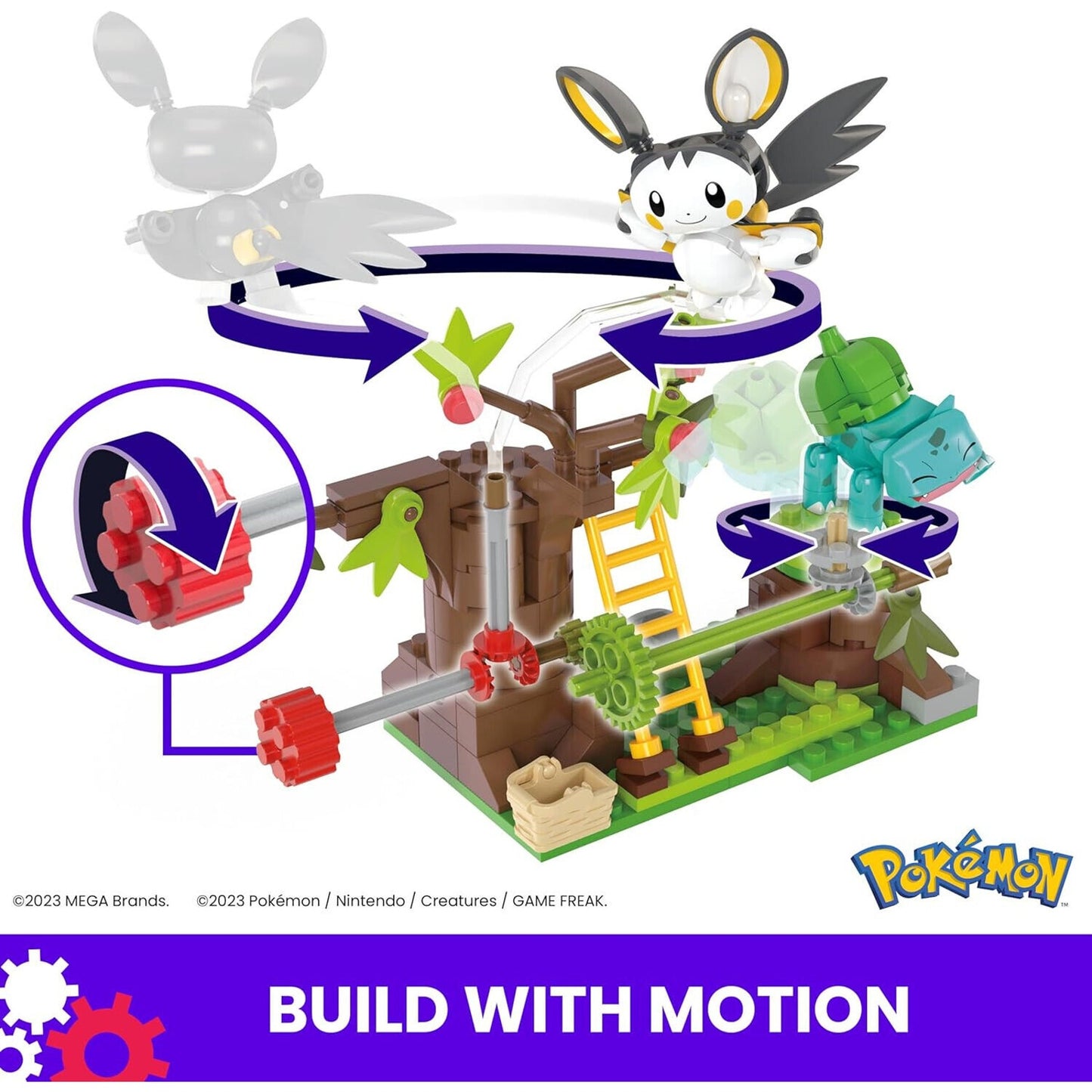 🔥MEGA Brands - Pokemon Emolga and Bulbasaur's Charming Woods Building Toy Kit🔥