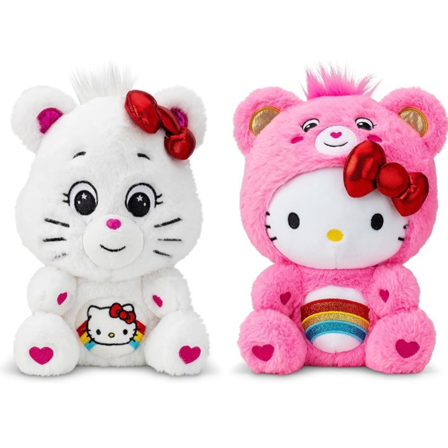 🔥Care Bears 22715 Hello Kitty Loves Cheer Bear 10" Collectible Plush 2pk NWT🔥
