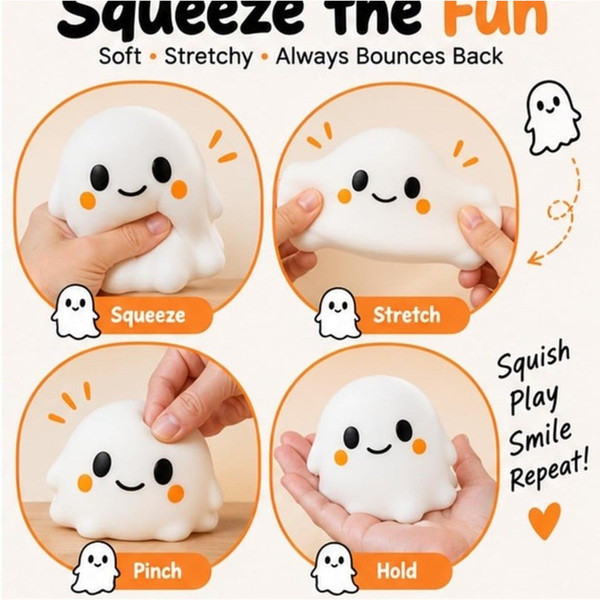 🔥Ghost Squishy White Ghost Squeeze Toy BNWT🔥