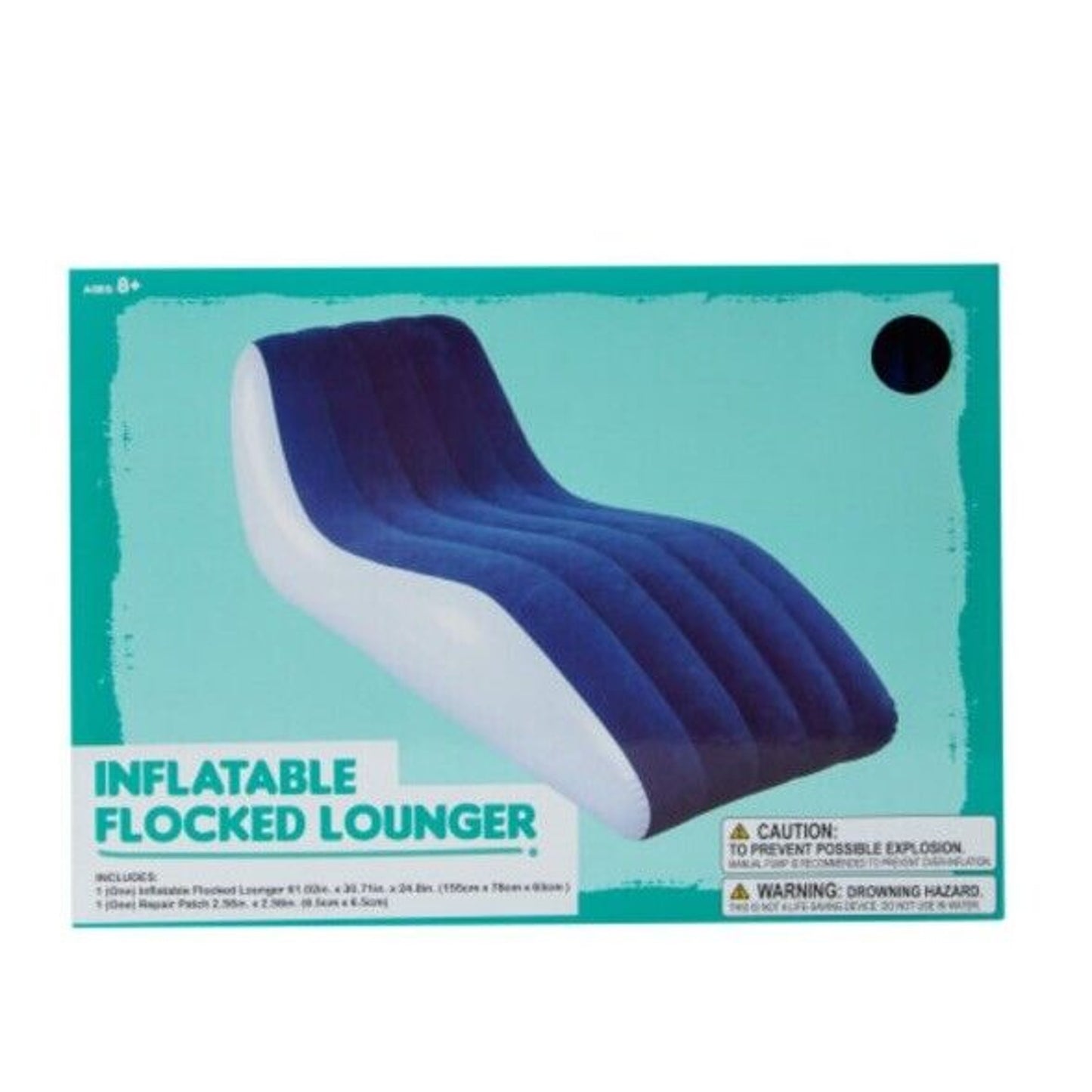 🔥Inflatable Flocked Lounger 61.02in x 30.71in Blue BNWT🔥