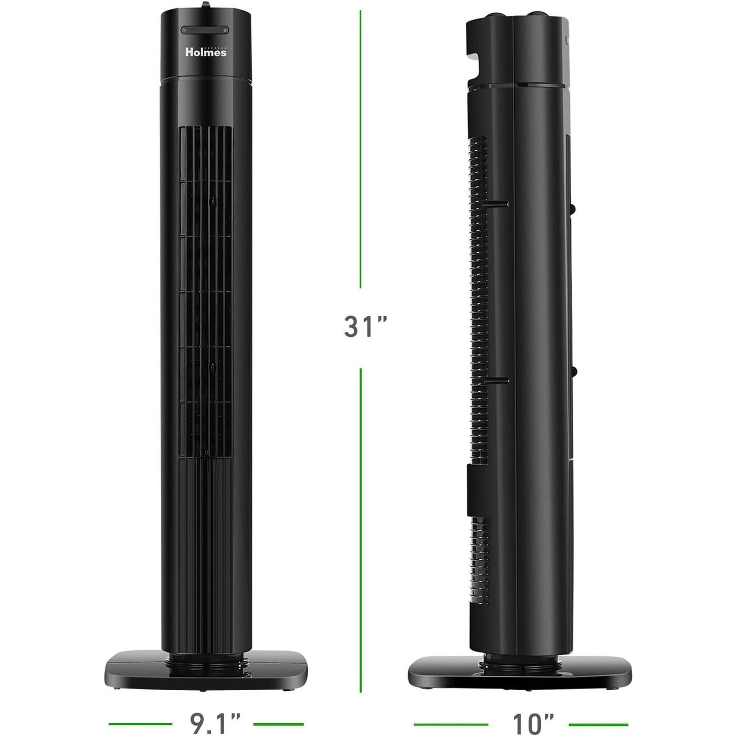 🔥HOLMES 31" Manual Tower Fan 70° Oscillation 3 Speed 2-Hour Auto Shut-Of