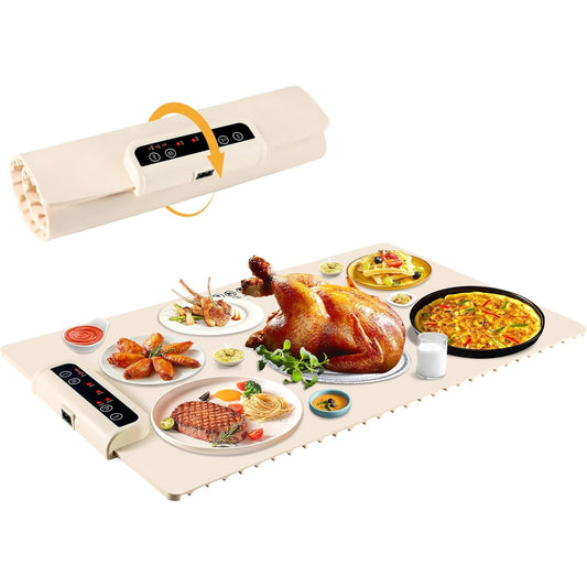 🔥Food Warming Mat Adjustable Temp & Timer Electric Warming Tray Beige BNWT🔥