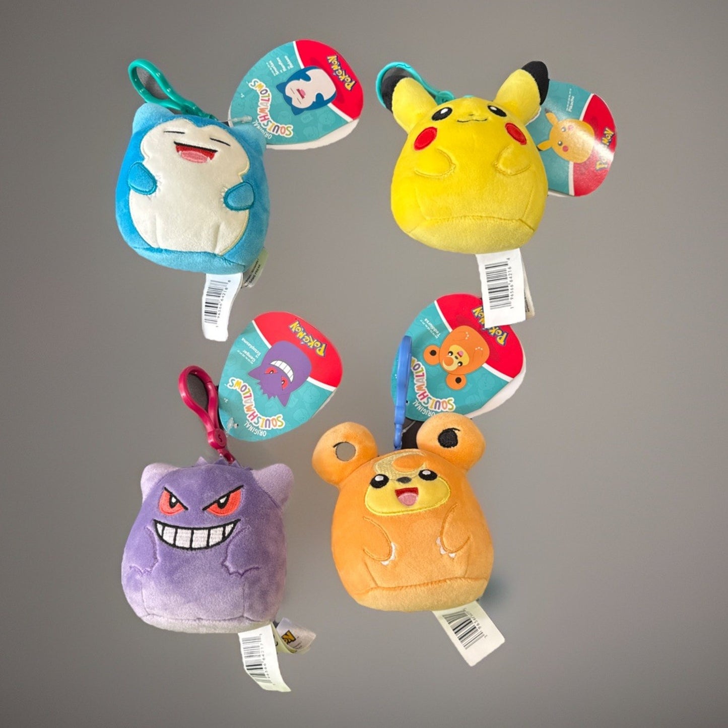 🔥Squishmallows Pokémon Plus Clip (Pikachu,Gengar,Snorlax & Teddiursa) BNWT🔥