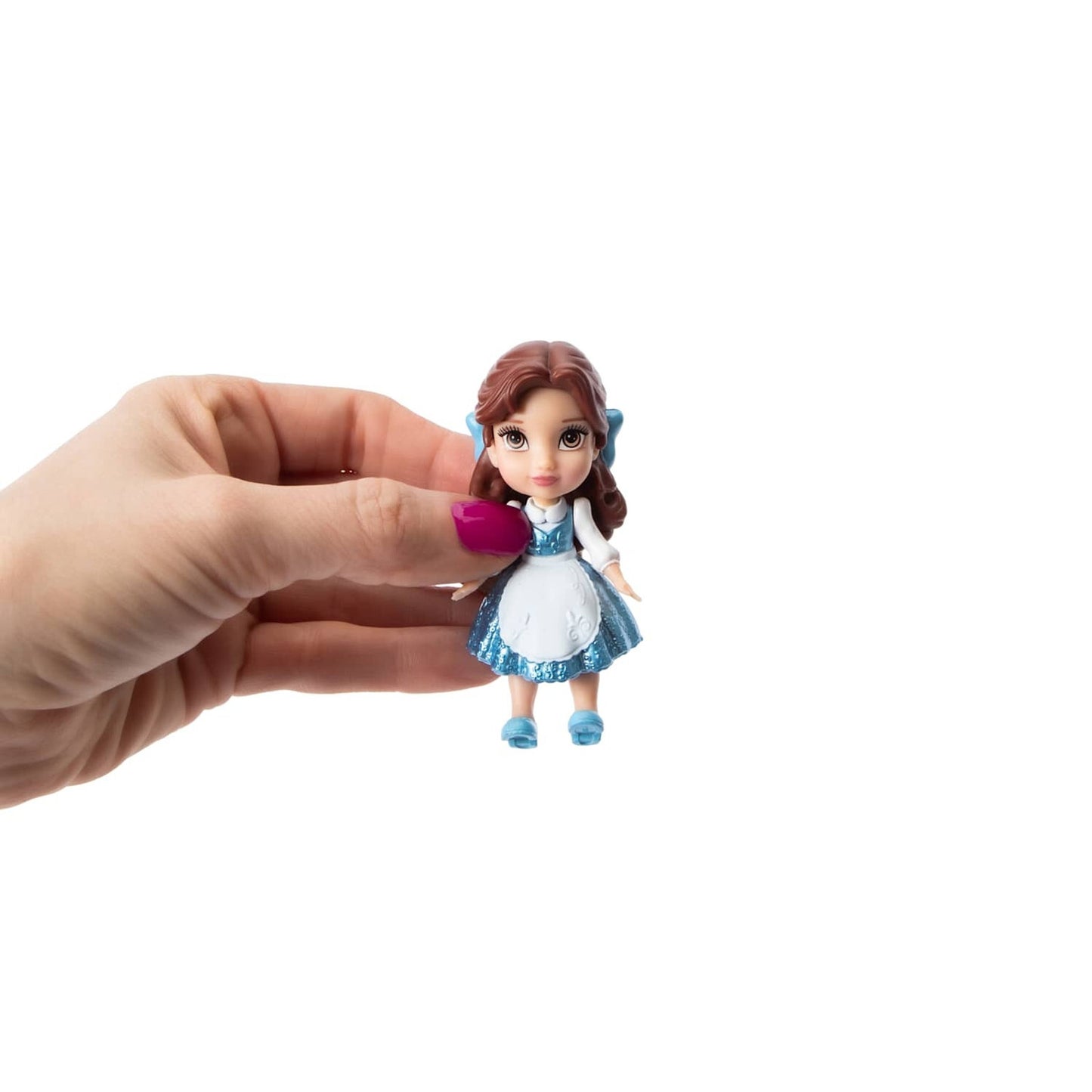 DIsney Princess Mini Belle Poseable 3" Doll Sparkle Glitter Blue Outfit BNWT🔥