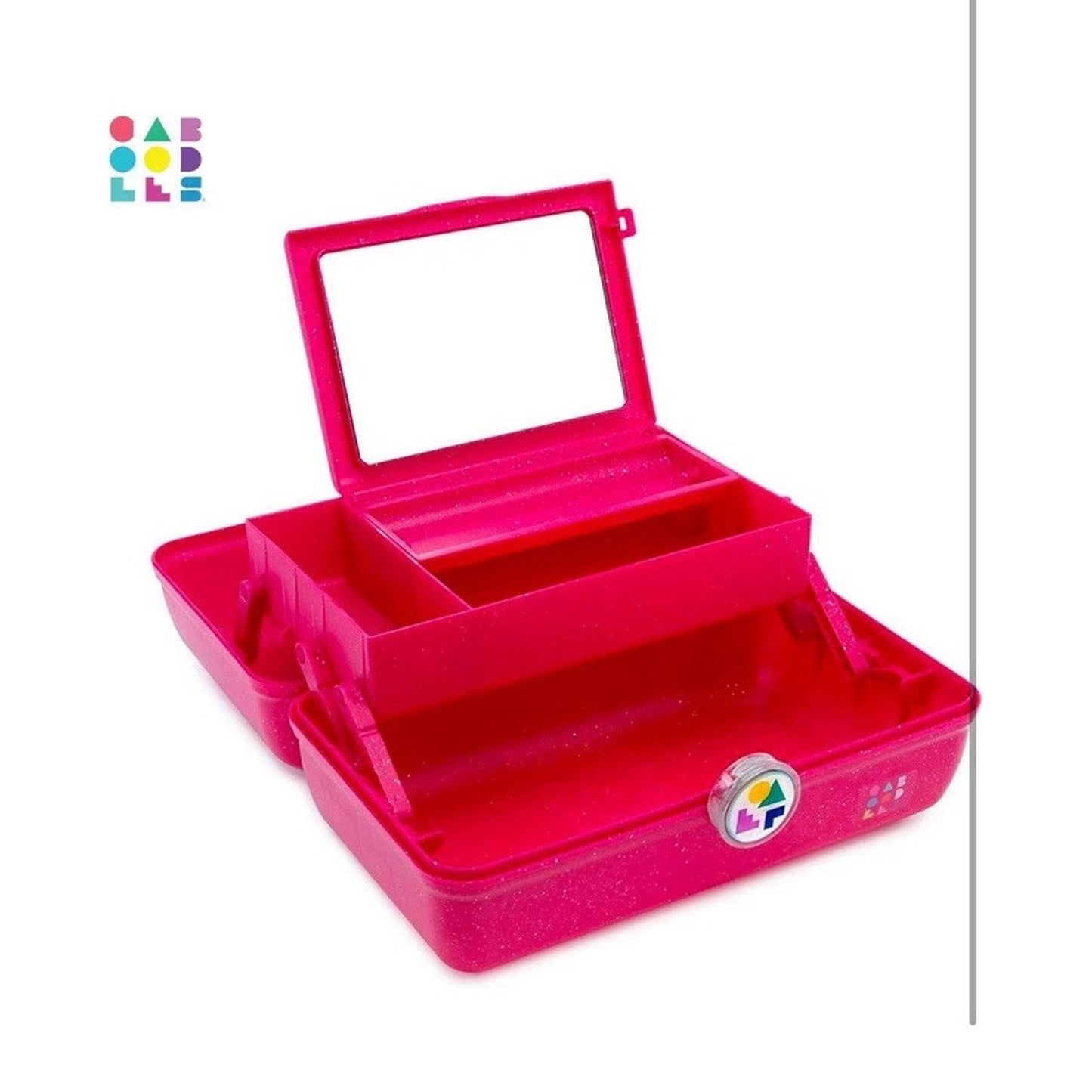 🔥Caboodles On-The-Go Girl Storage Makeup Bag Box - Pink Sparkle Clear Handle🔥