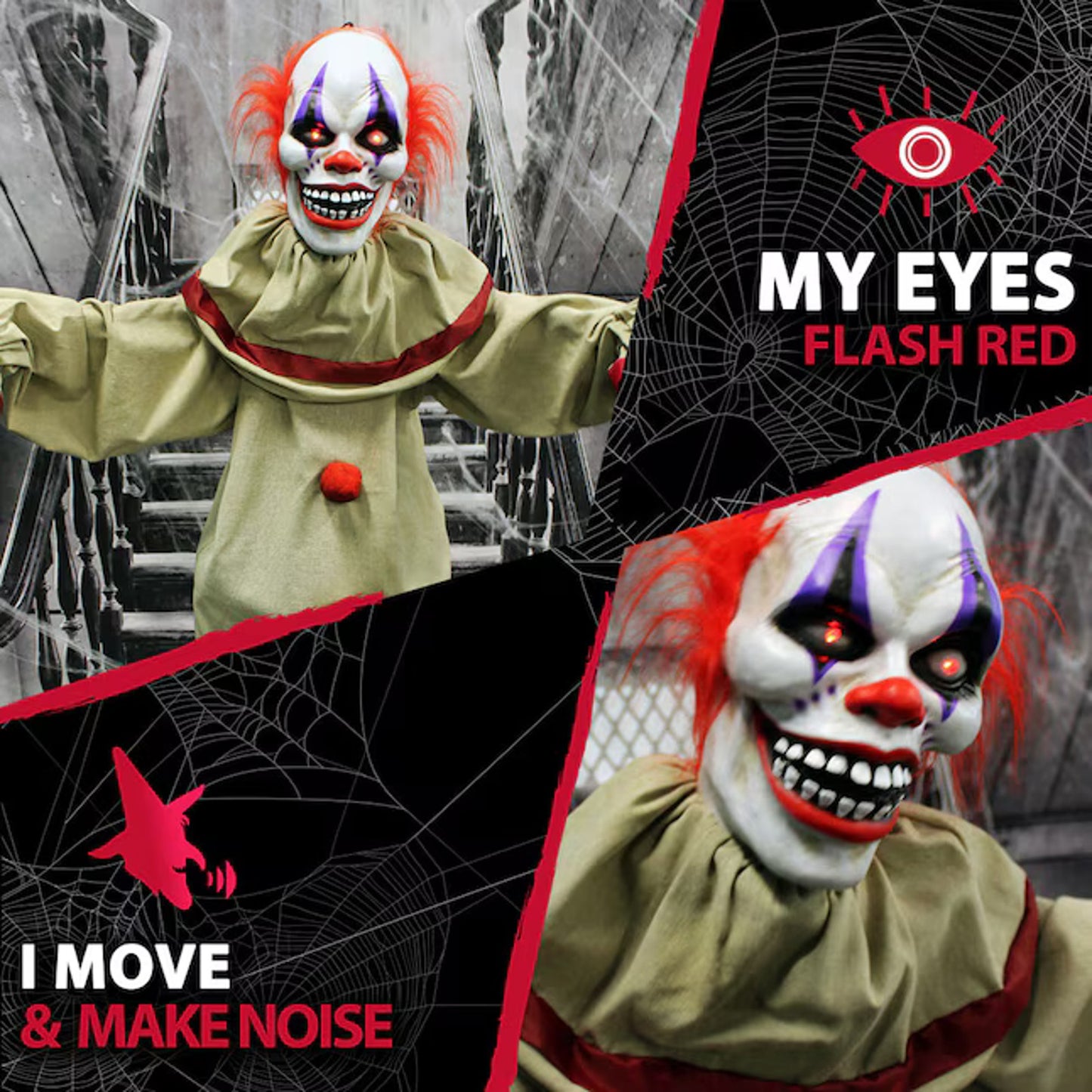 🔥Haunted Hill Farm Life-Size Scary Talking Clown Halloween Animatronic BNWT🔥