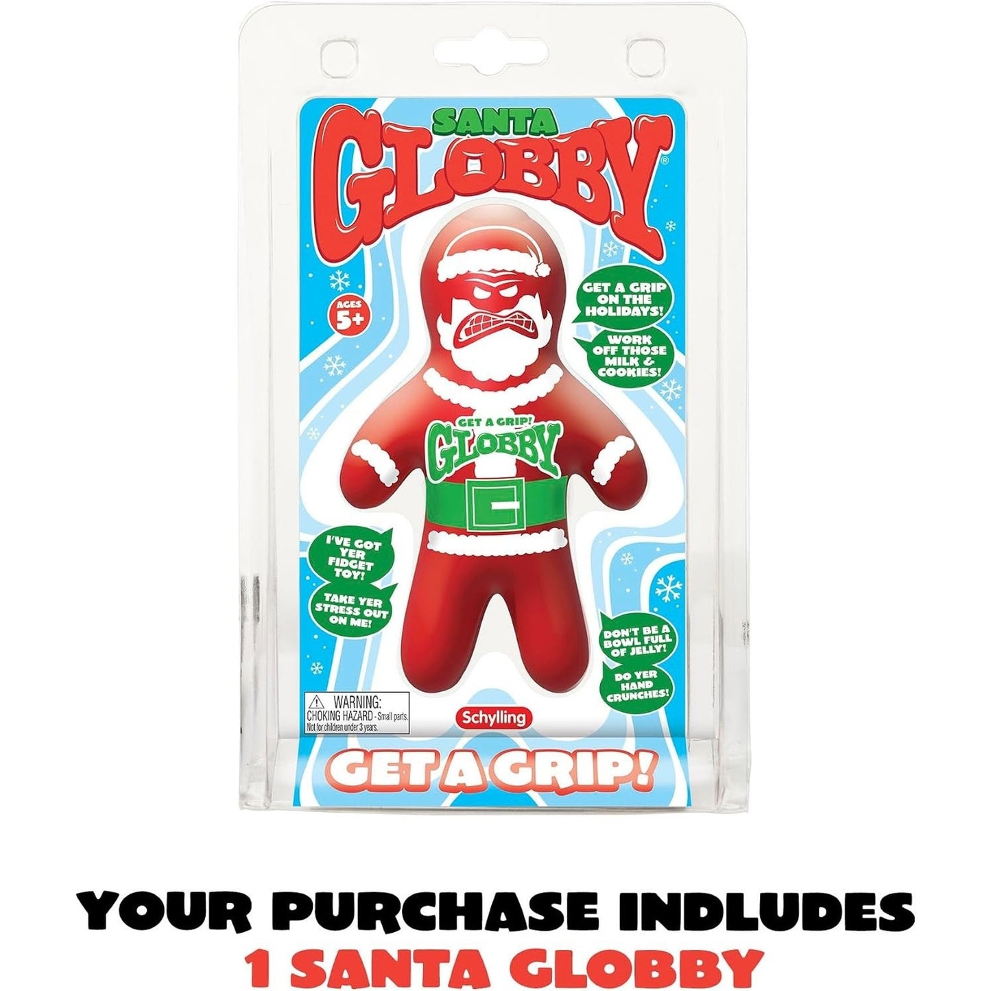 🔥Schylling Santa Globby Stretch Squeeze Fidget Stress Toy 5in BNWT🔥