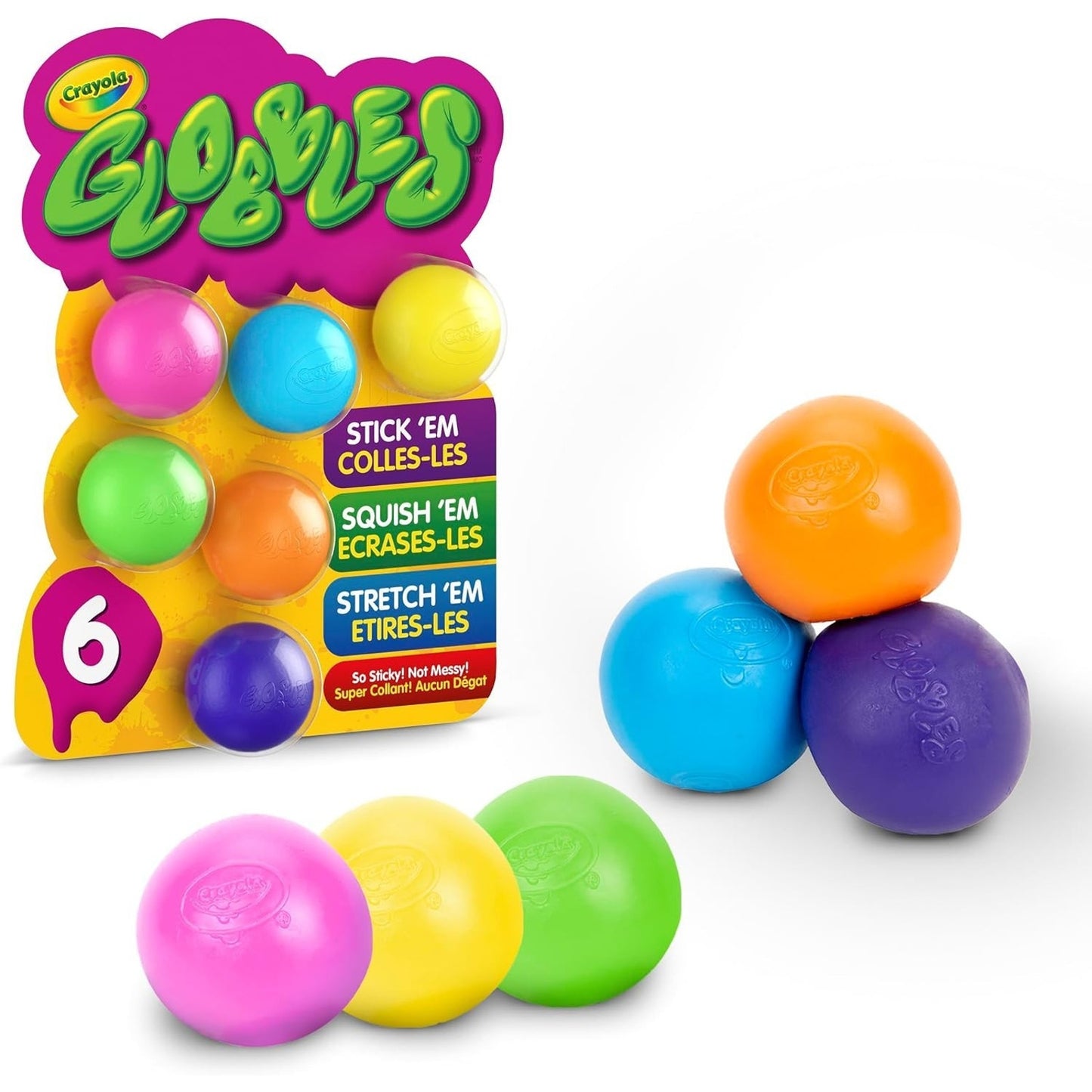 🔥Globbles Fidget Toy 6 Count Crayola Sticky Ball BNWT🔥