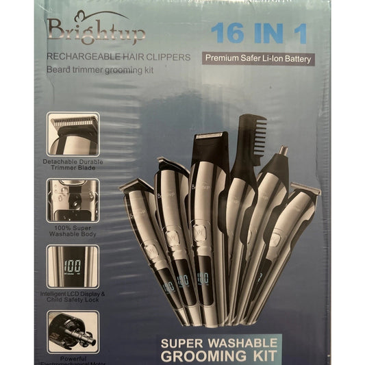 🔥Brightup 16 in 1 Rechargeable Hair Clippers Bread Trimmer Grooming Kit NWT🔥