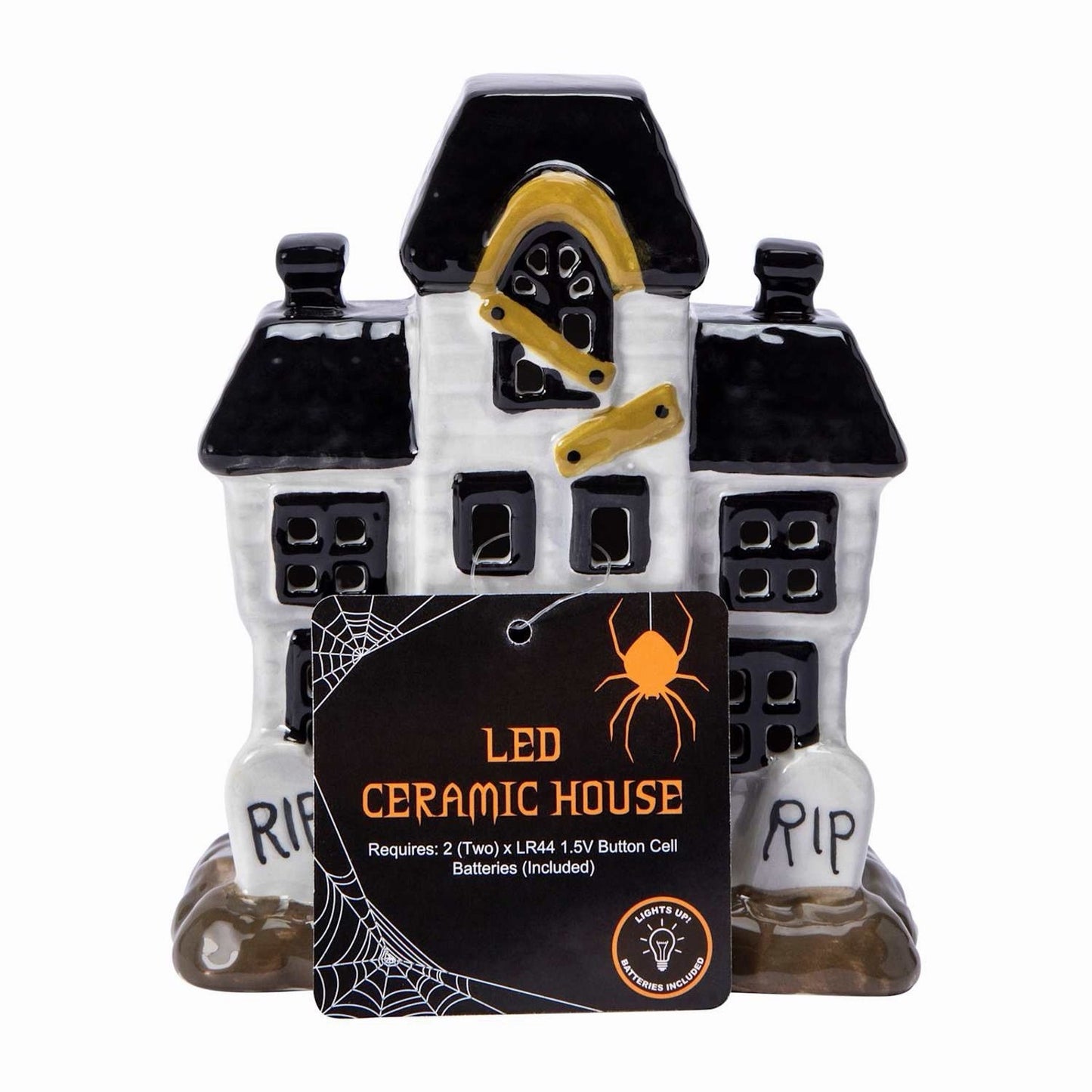 🔥Halloween Ceramic LED Light Up Haunted House BNWT🔥