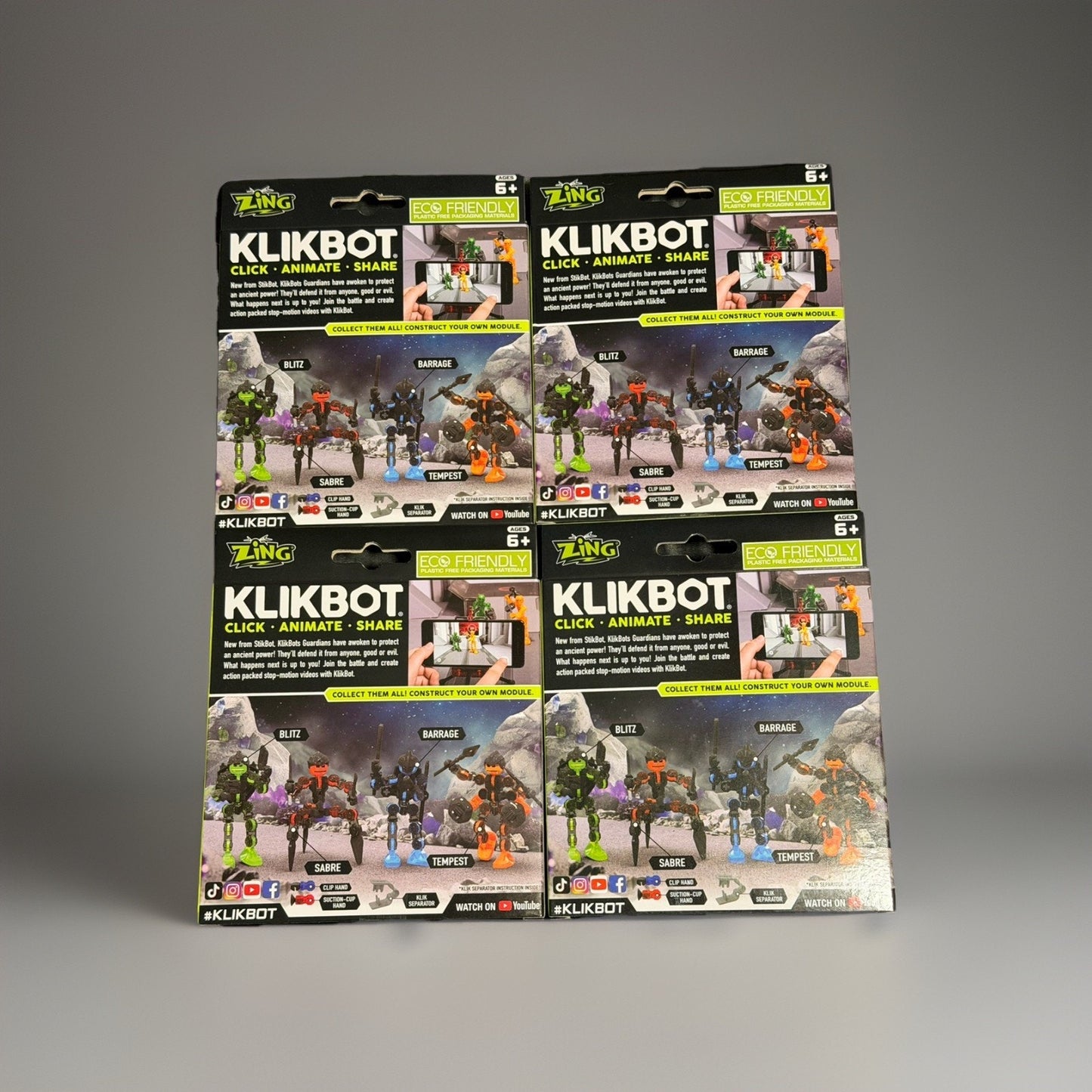 🔥Zing Klikbot Full Set of 4 Poseable Action Figures BNWT🔥