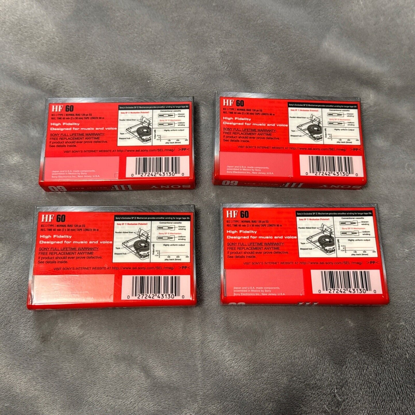 🔥4 Sony HF High Fidelity Audio Cassette 60 Minute Normal Bias Blank Tapes🔥