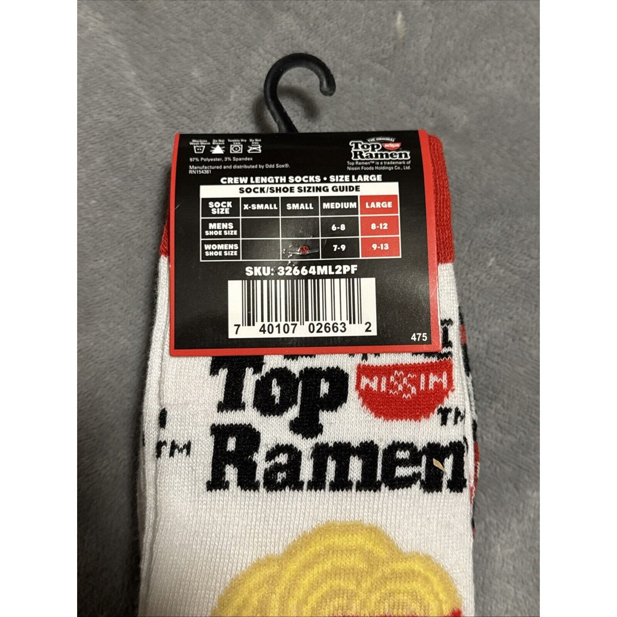 🔥2PK Nissin Top Ramen Soup Novelty Crew Socks Men 8-12 Women 9-13 BNWT🔥