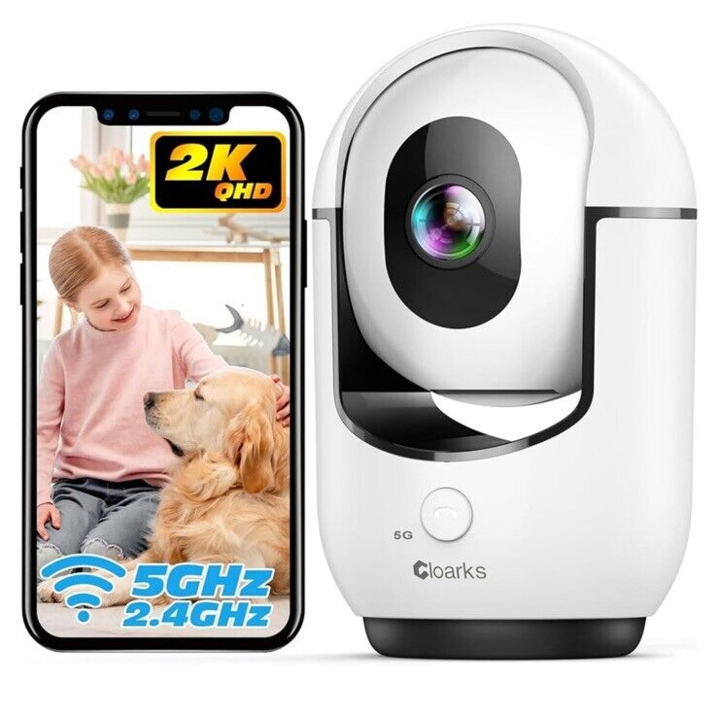 🔥2K Indoor Camera 5/2.4 GHz WiFi Pan/Tilt Security with AI Motion Detection🔥