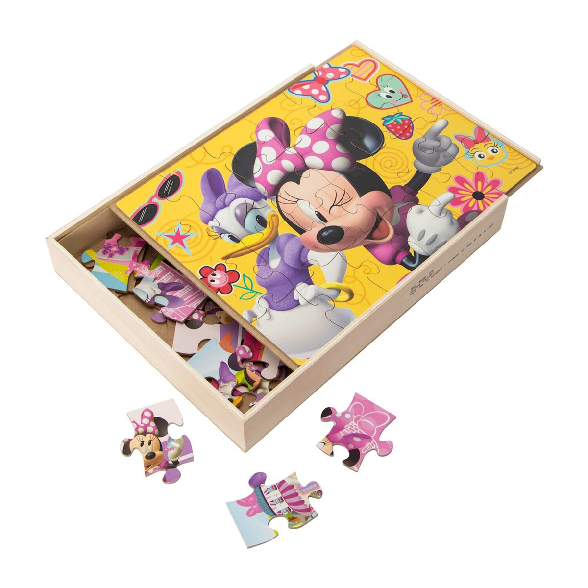 🔥Disney Junior Minnie Mouse Puzzle Set of 5 Wood Puzzles 4 - 8 pc & 1 - 24 pc💥
