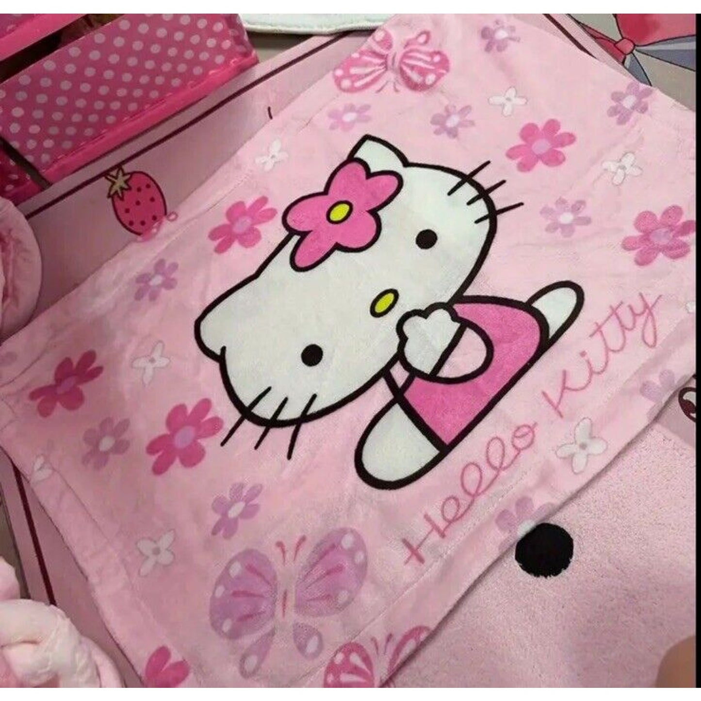 🔥Sanrio Hello Kitty Pink Plush Fleece 30”x20” Pillow Case Easter Gift BNWT🔥