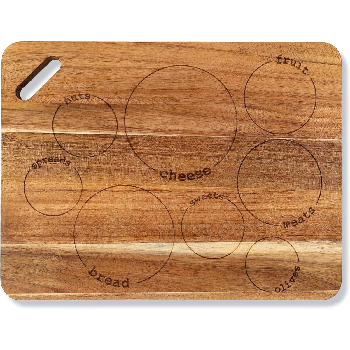 Laser Engraved Acacia Serving Board with Handle 17X13 Inch Rectangular Charcute