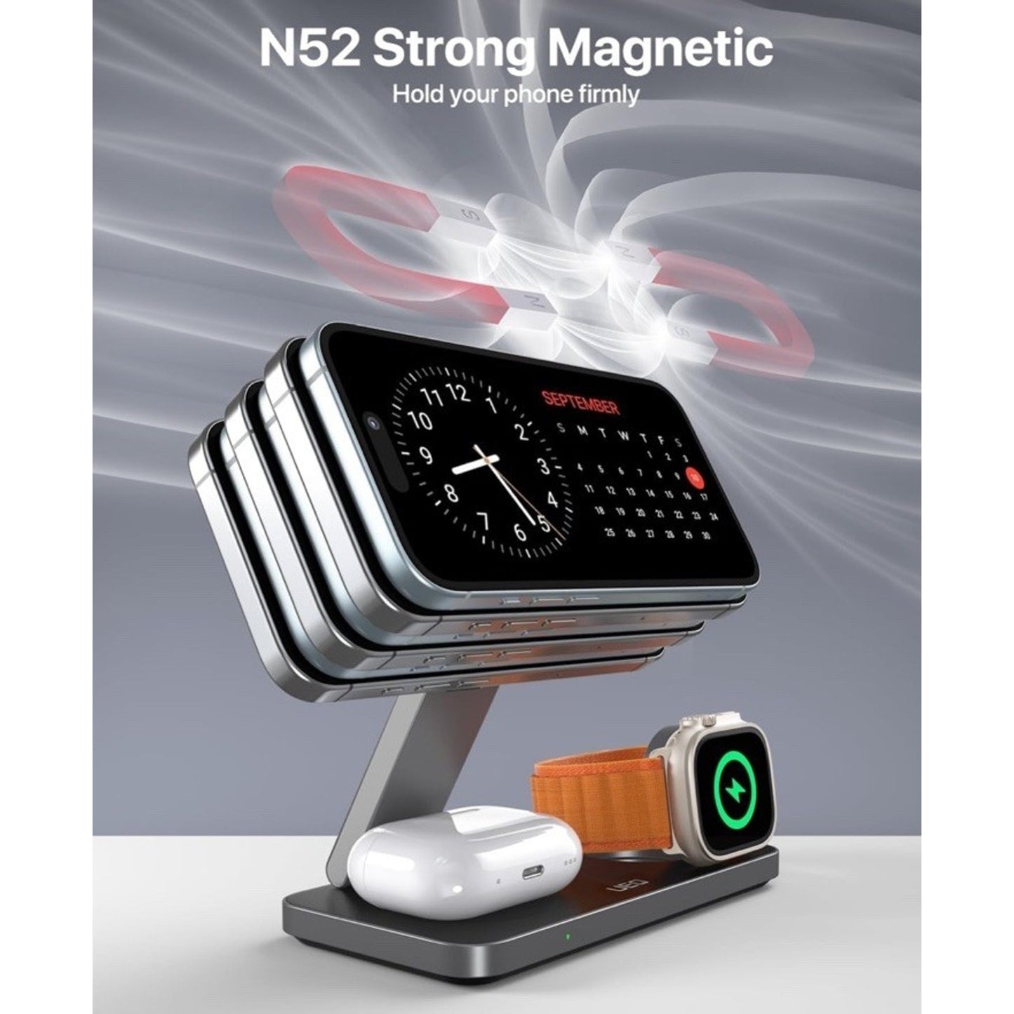 🔥3-in-1 MagSafe Wireless Charging Station for iPhone Apple Watch AirPods NWT🔥