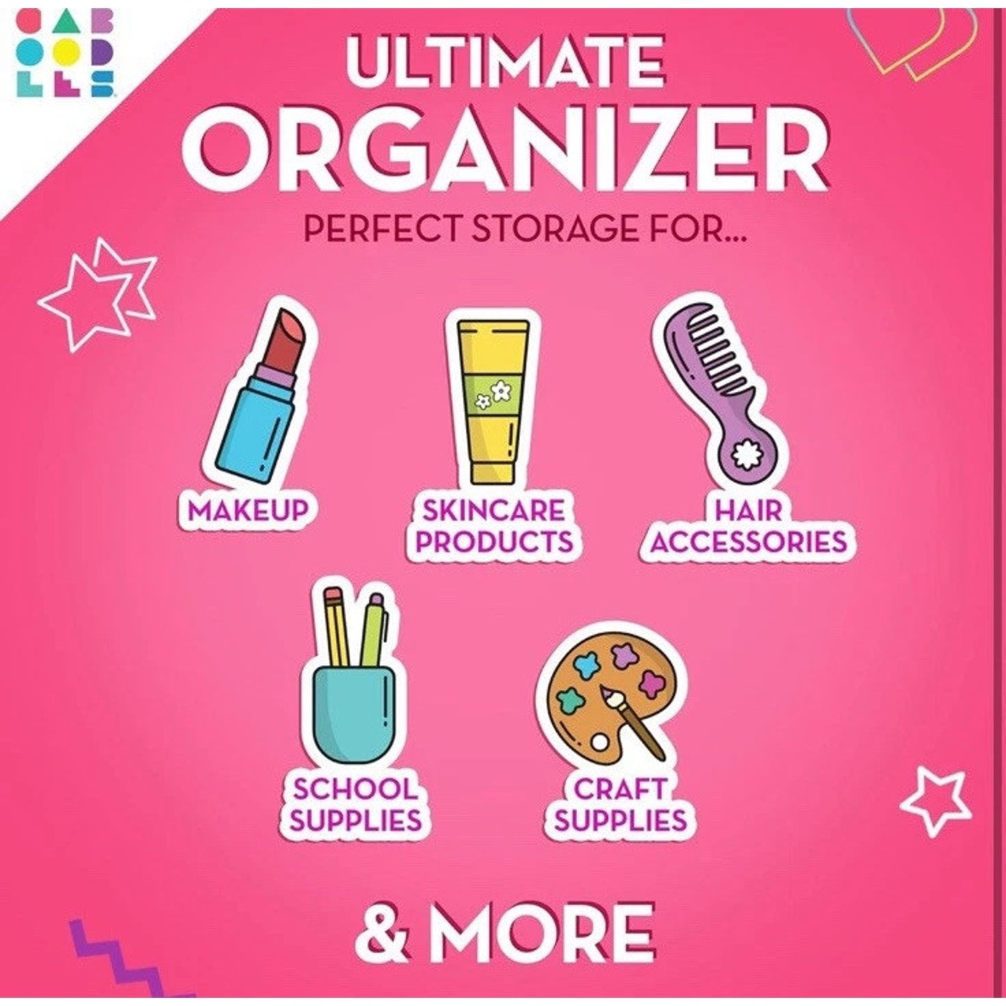 🔥Caboodles On-The-Go Girl Storage Makeup Bag Box - Pink Sparkle Clear Handle🔥