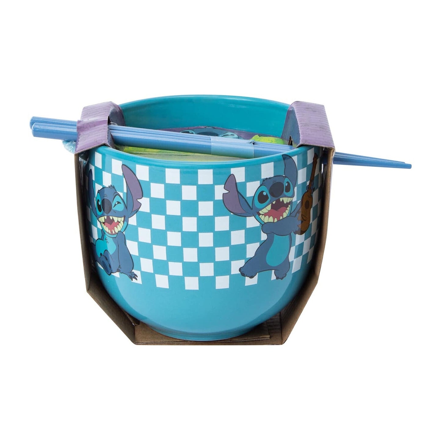 🔥Disney Stitch Ramen Noodle Bowl with Chopsticks 16oz Ceramic BNWT🔥