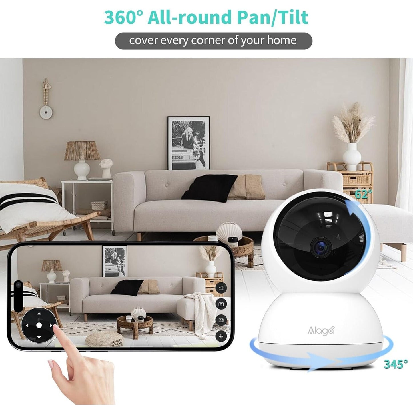 🔥Security Camera 5MP 5G & 2.4G WiFi 360° Pan 3K Human Pet Motion Det BNWT🔥