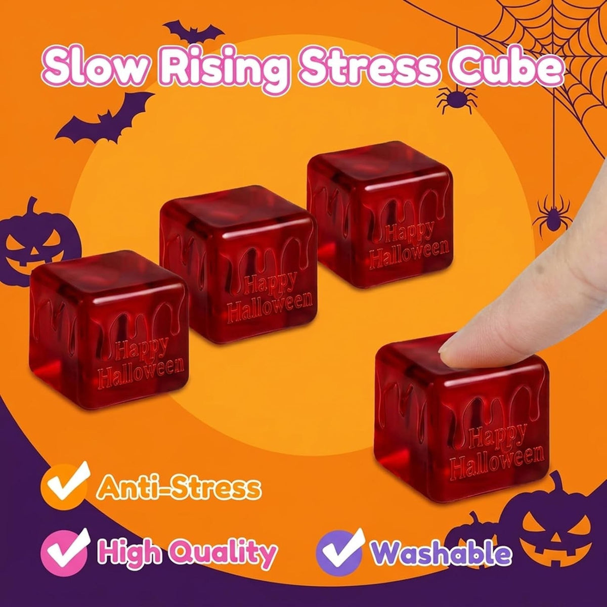 🔥Halloween Stress Blood Cube 4 Pack Squishy Toys BNWT🔥