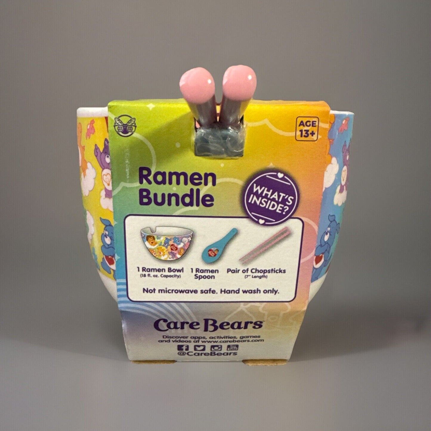 🔥Care Bears Ramen Bundle Ceramic with Chopsticks & Spoon BNWT🔥