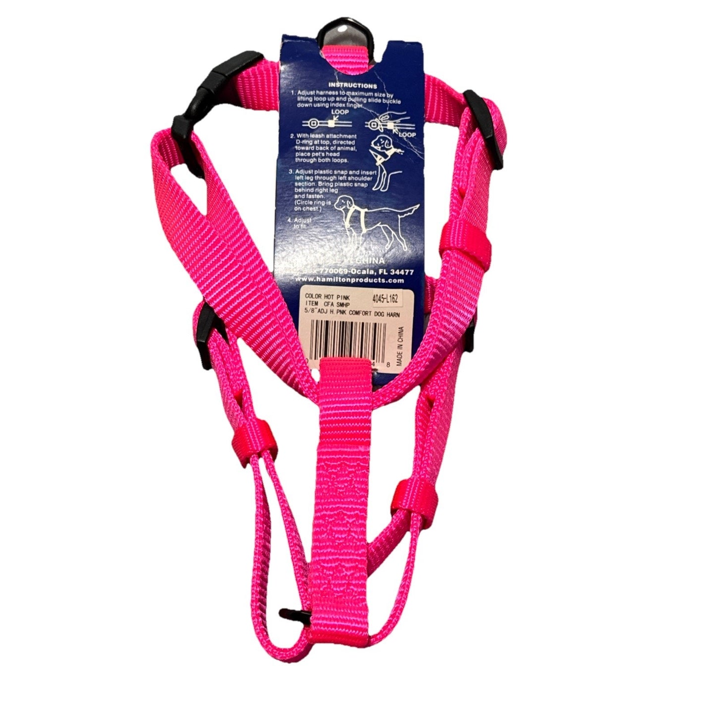 🔥Hamilton Adjustable Comfort Nylon Dog Harness 5/8" x 12-20" PINK BNWT🔥