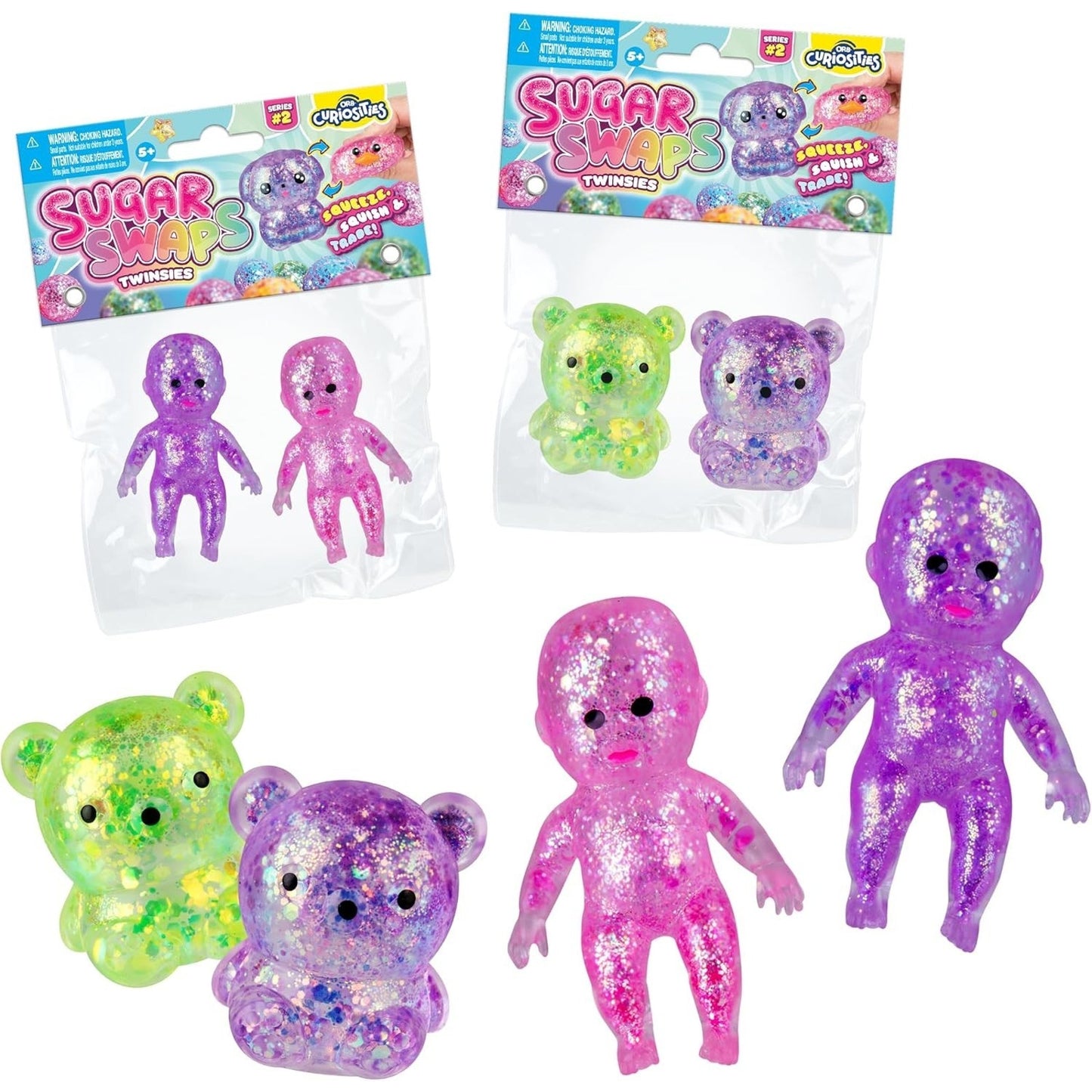 🔥ORB Curiosities Bear and Babies Sugar Swaps 4 Pk Viral Squishy Stretchy NWT🔥