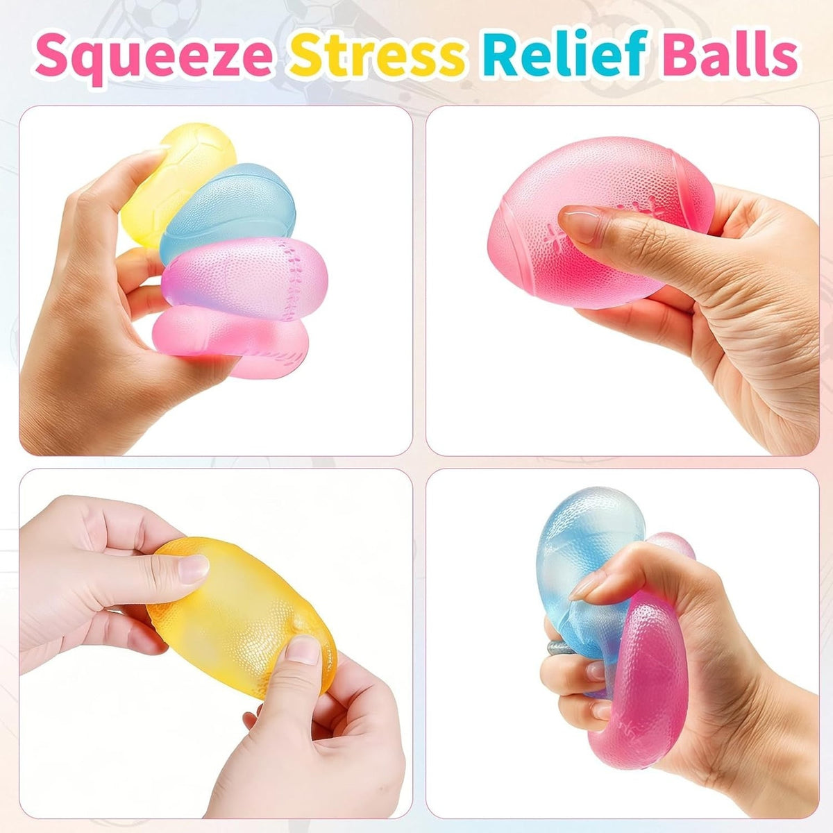 🔥Sports Ball Stress Relief Squeeze Toys 4 Pack BNWT🔥