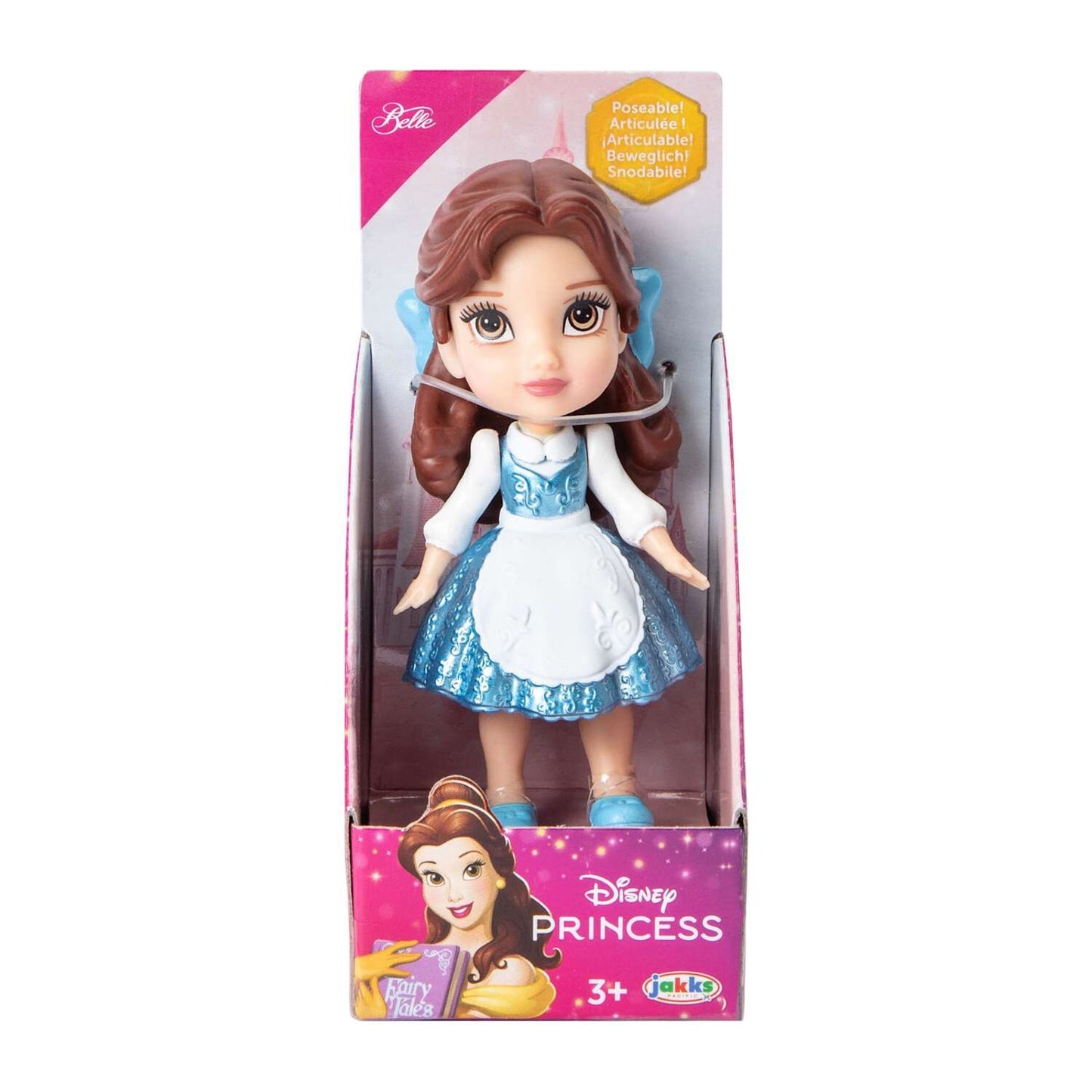 DIsney Princess Mini Belle Poseable 3" Doll Sparkle Glitter Blue Outfit BNWT🔥