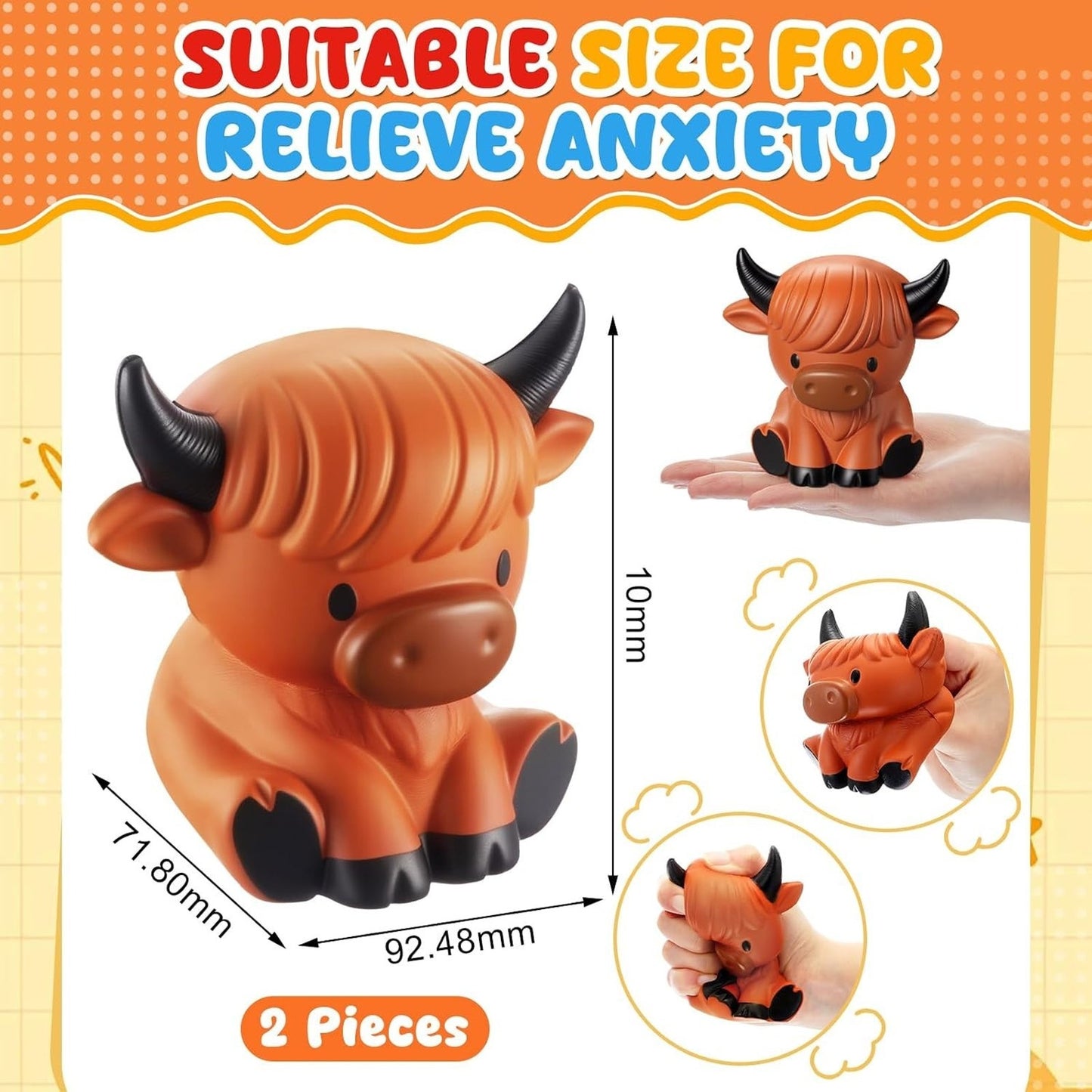 🔥Highland Cow Slow Rising Squeezy Stress Ball Fidget Toy BNWT🔥