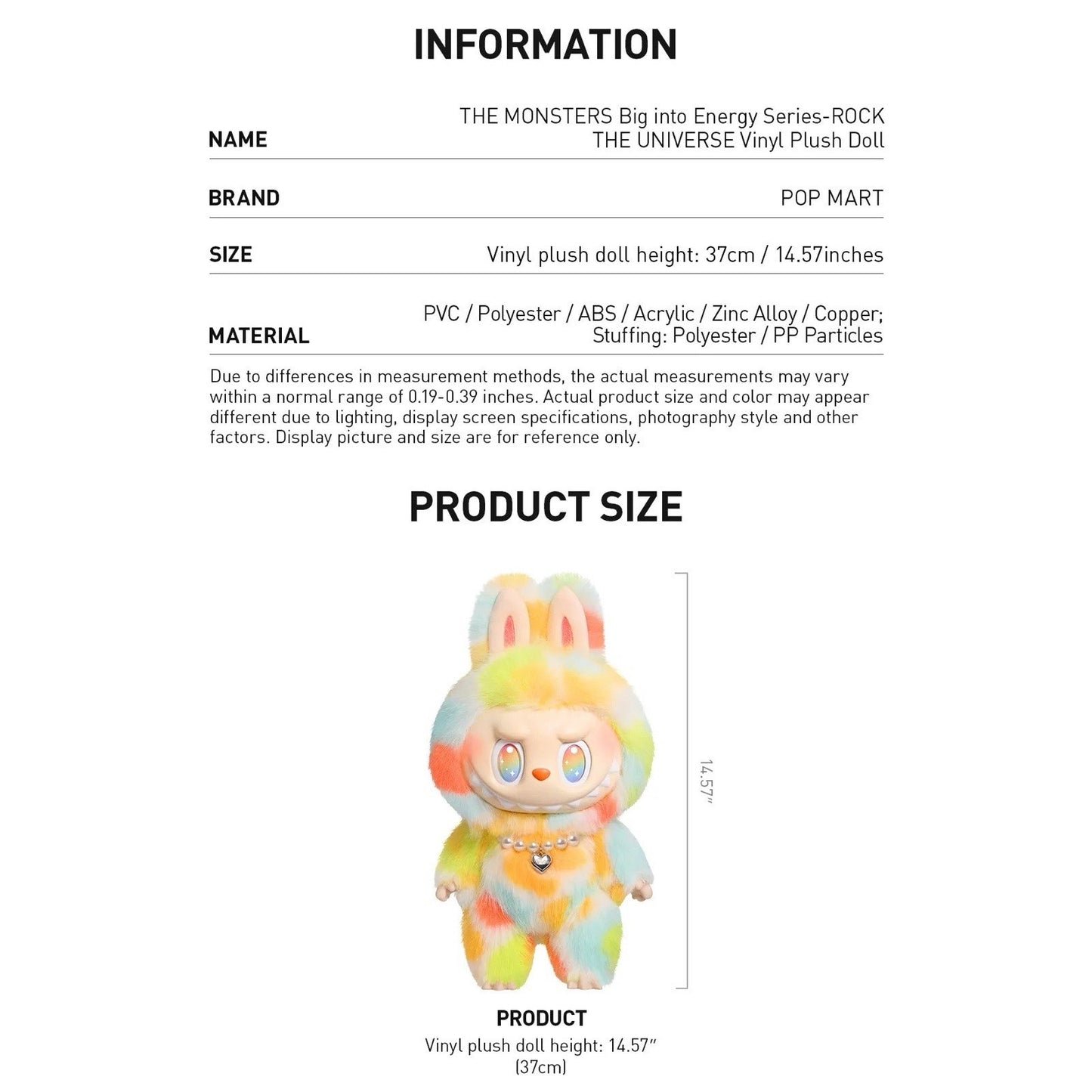 🔥THE MONSTERS Big into Energy Series-ROCK THE UNIVERSE Vinyl Plush Doll BNWT🔥