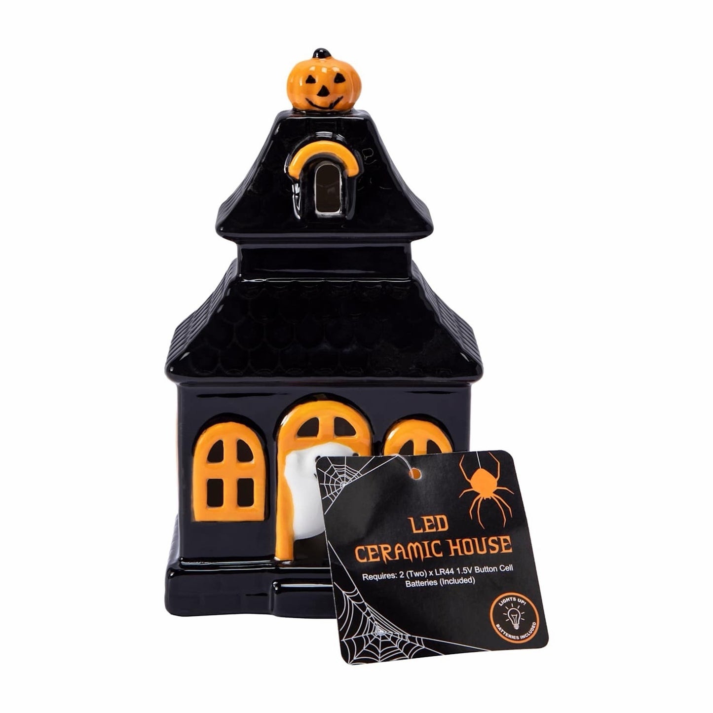 🔥Halloween Ceramic LED Light Up Haunted House BNWT🔥