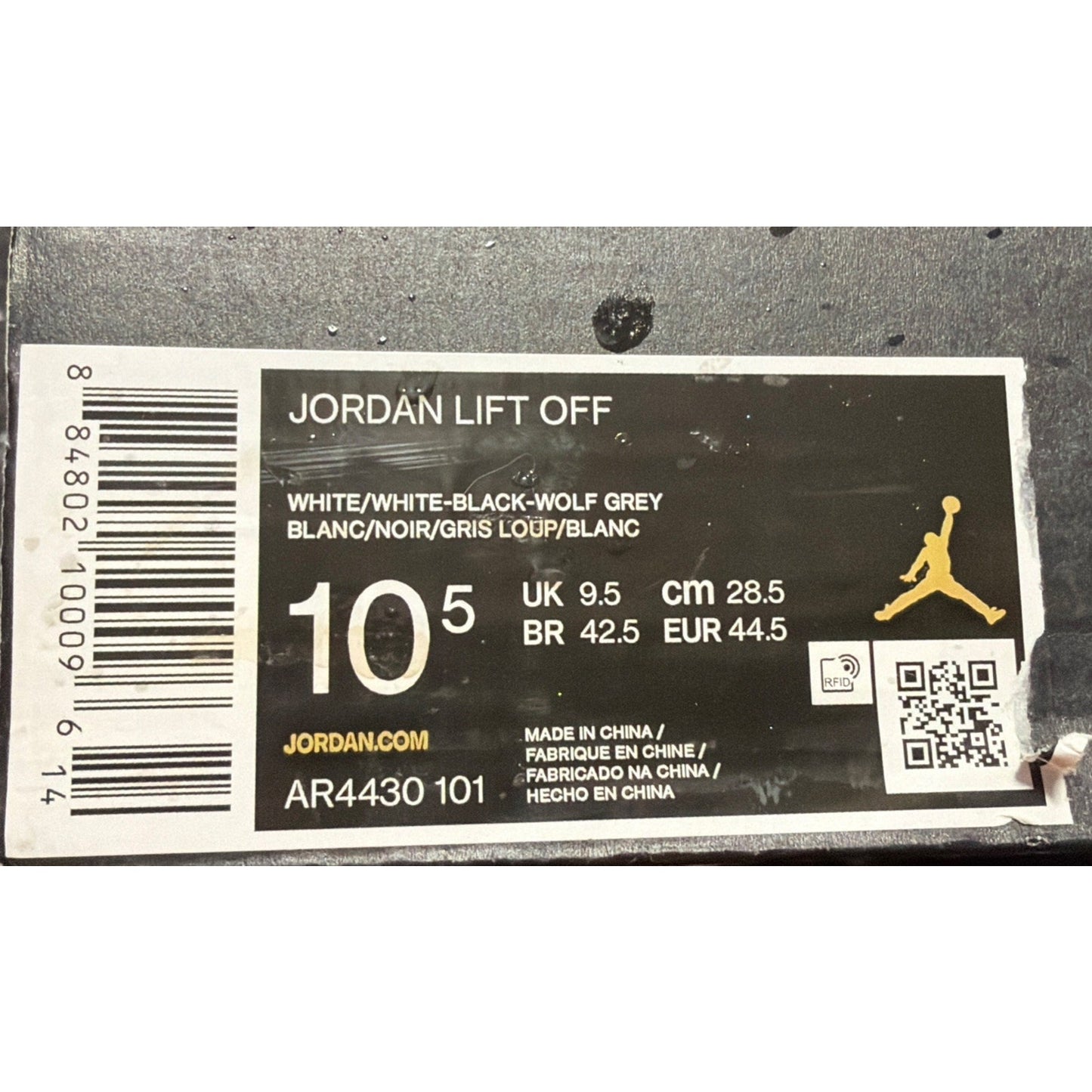 🔥Nike Jordan Lift Off White Black Wolf Grey US 10.5🔥