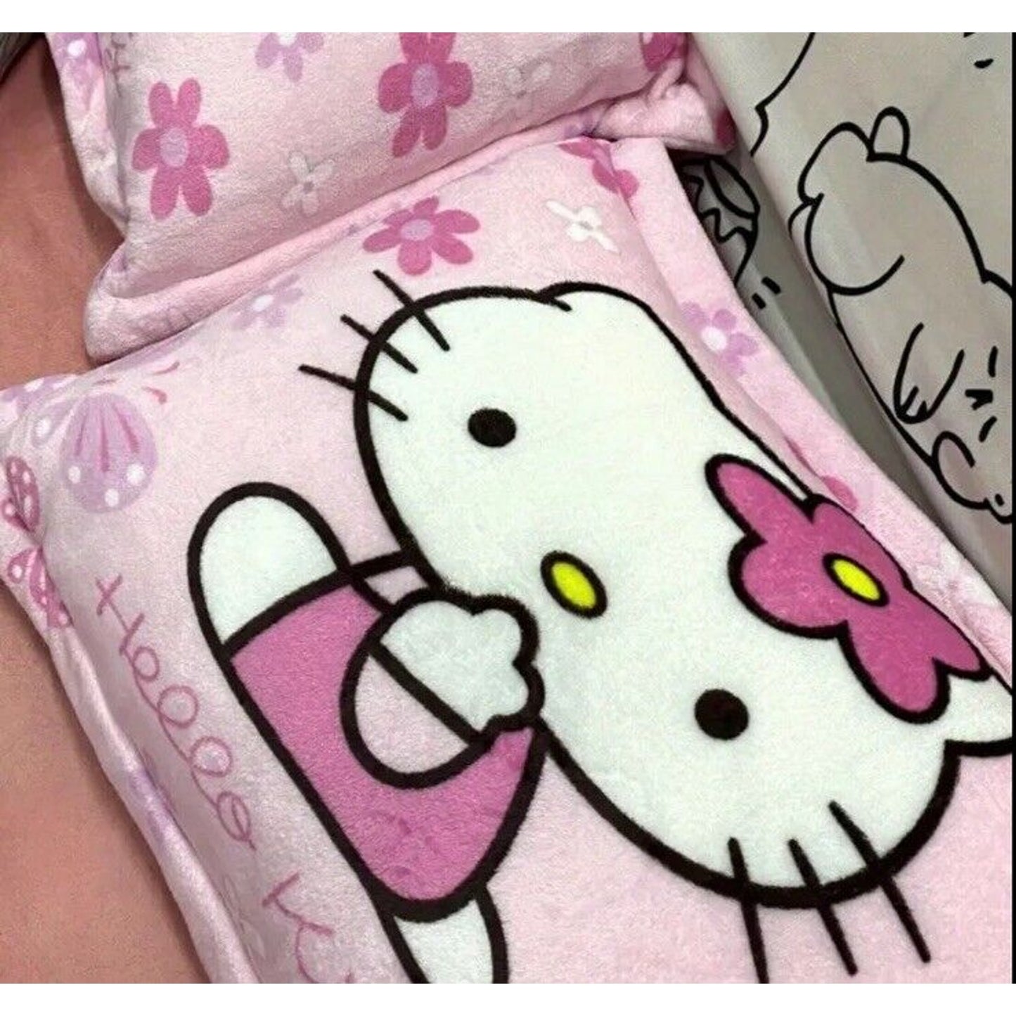 🔥Sanrio Hello Kitty Pink Plush Fleece 30”x20” Pillow Case Easter Gift BNWT🔥
