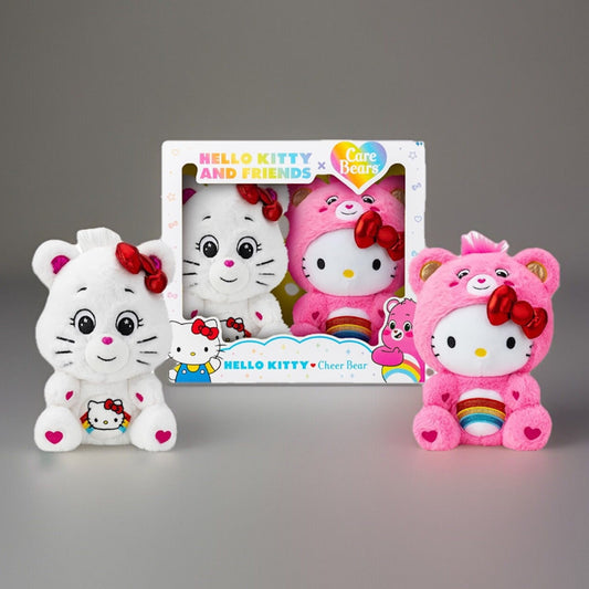 🔥Care Bears 22715 Hello Kitty Loves Cheer Bear 10" Collectible Plush 2pk NWT🔥