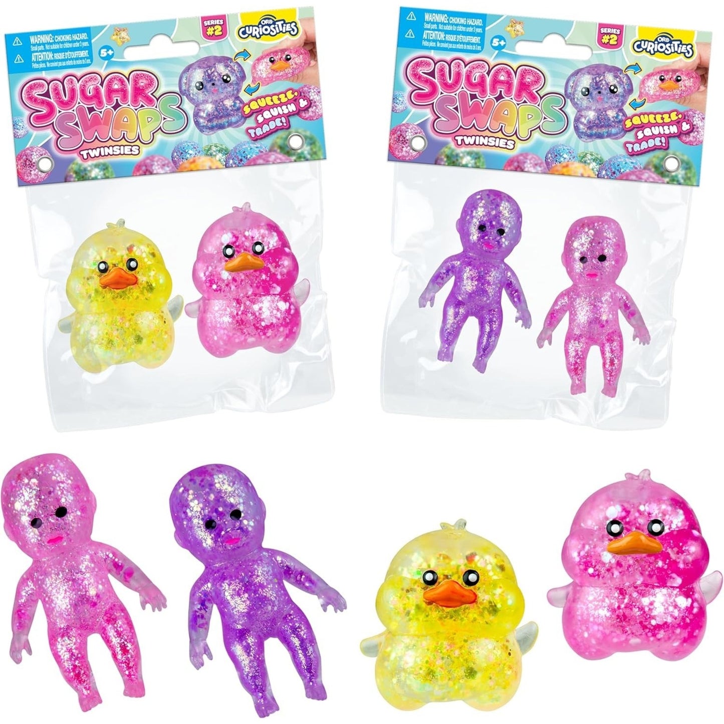 🔥ORB Curiosities Ducks and Babies Sugar Swaps 4 Pk Viral Squishy Stretchy NWT🔥