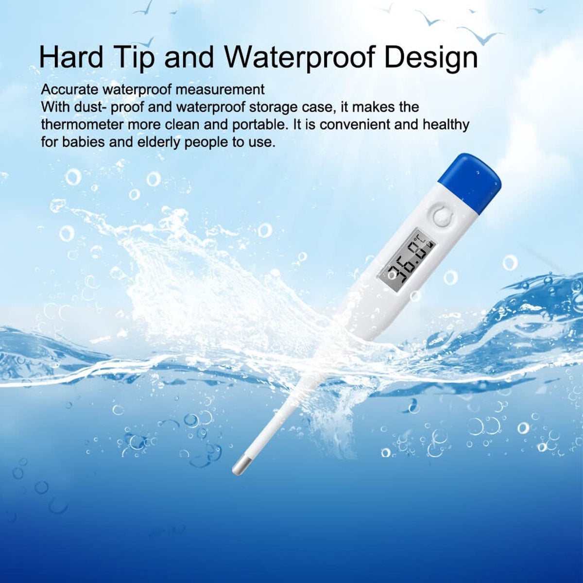 🔥Berrcom Digital Thermometer for Adults and Kids Oral DT-007 White & Blue NWT🔥