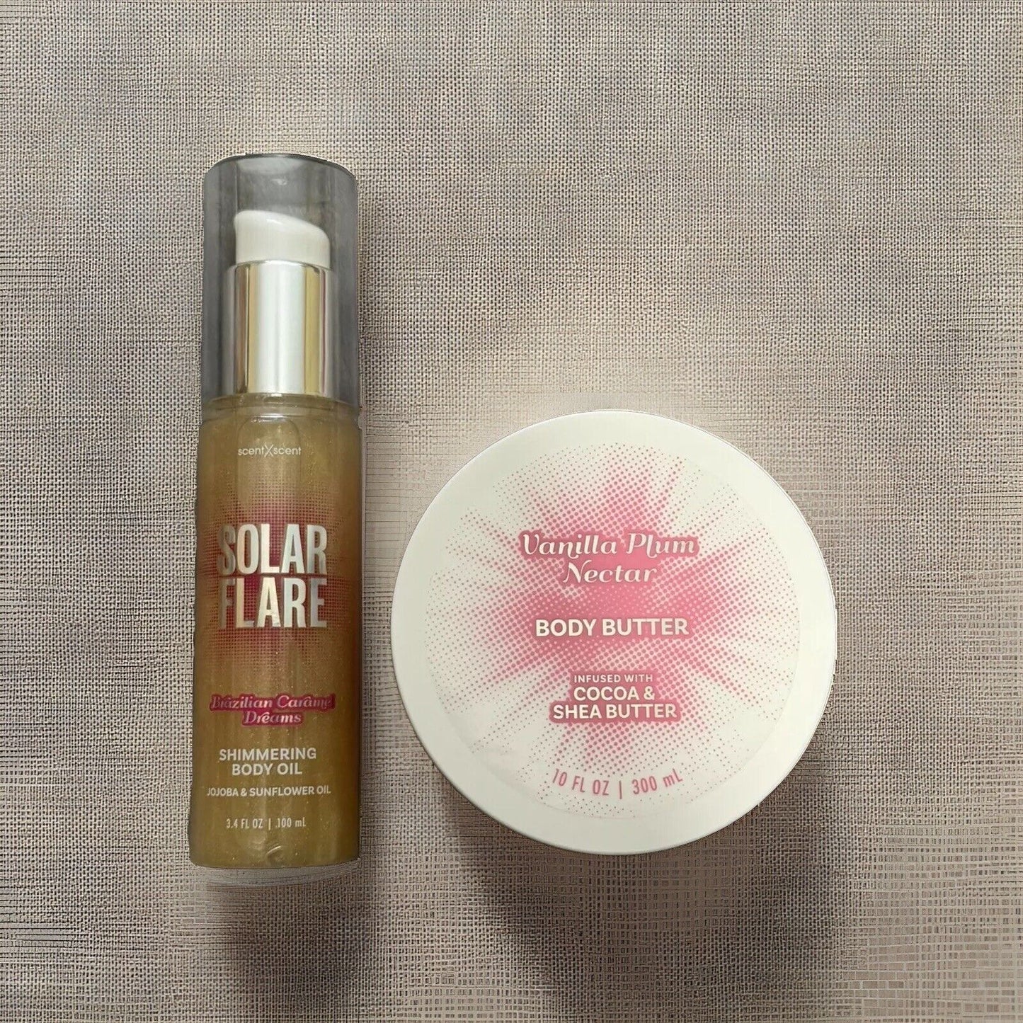 🔥Solar Flare Shimmering Body Oil Carmel Dreams & Body Butter Vanilla Plum NWT🔥