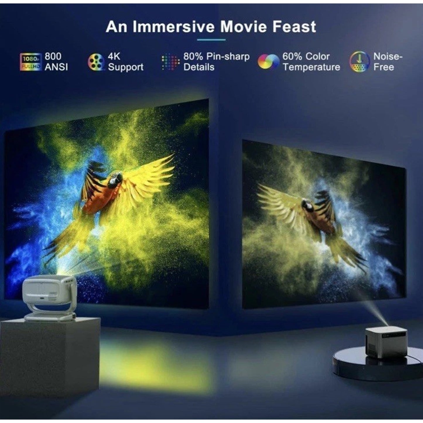 🔥Smart TV 4K Projector WiFi & Bluetooth Portable Outdoor Auto Focus BNIB🔥
