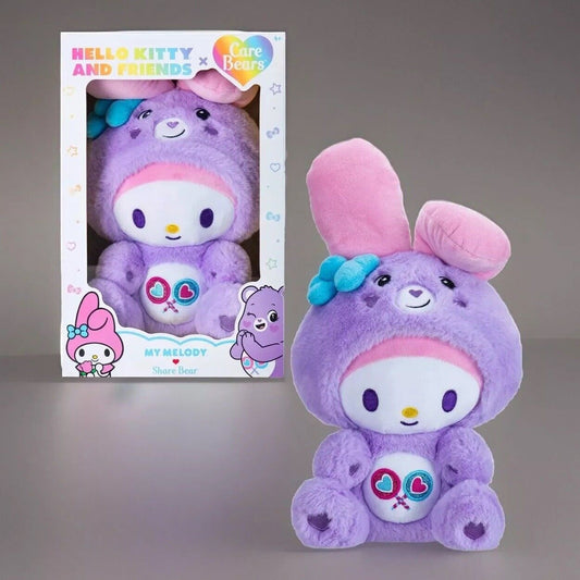 🔥Care Bears x Hello Kitty My Melody as Share Bear 10" Collectible Plush BNWT💥
