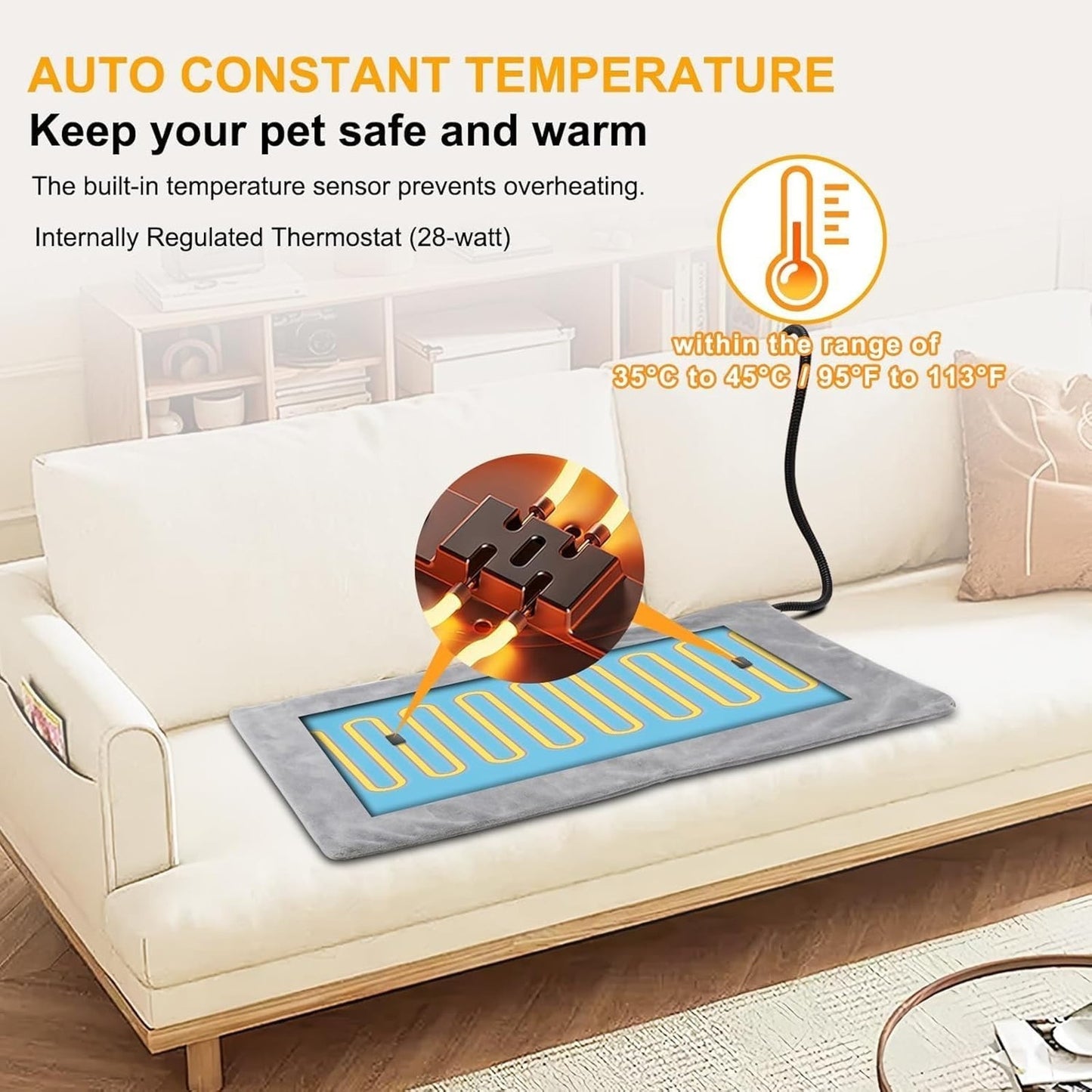 🔥Dog/Cat Heated Pad Bed Dog Mat Chew Resistant Cord Removable Soft Cover BNWT🔥