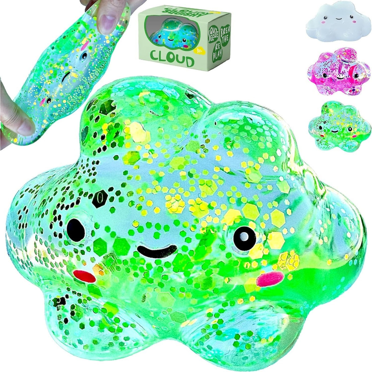 🔥Premium Cloud Stress BallOdor-Free Slow Rise Crystal Green BNWT🔥
