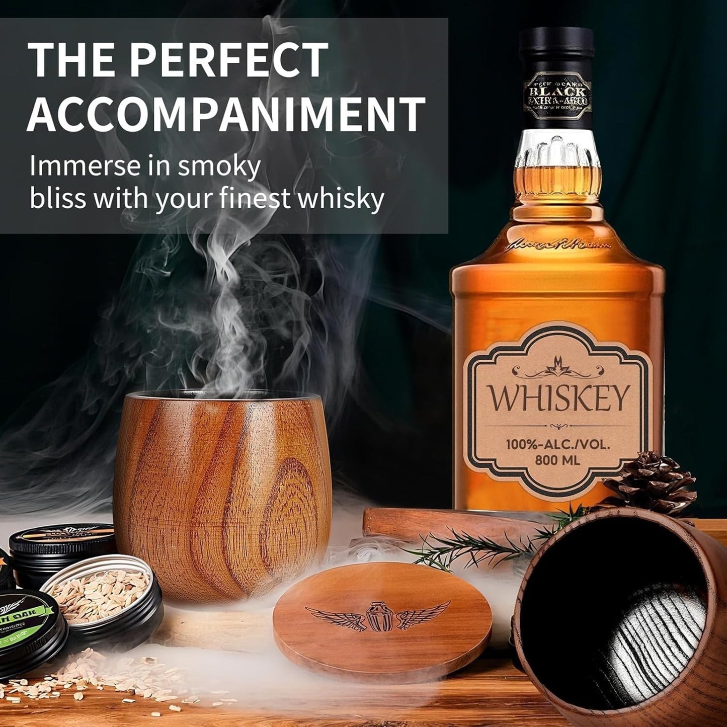 🔥Wooden Whiskey Glass - Charred Wood Bourbon Whiskey Glass NWT🔥