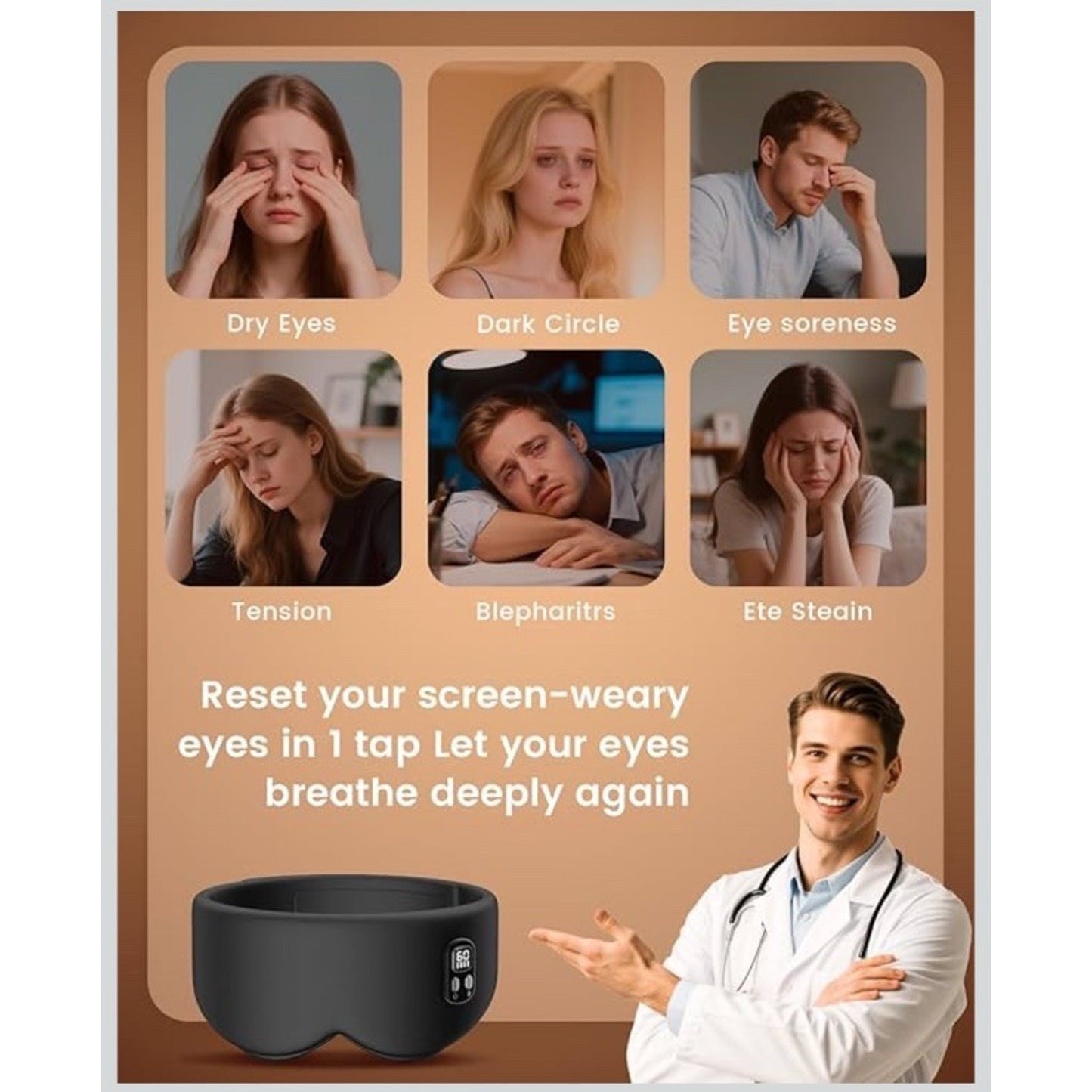 🔥Anydance Heated Eye Mask Cordless Dry Eye Relief Sleep Black BNWT🔥