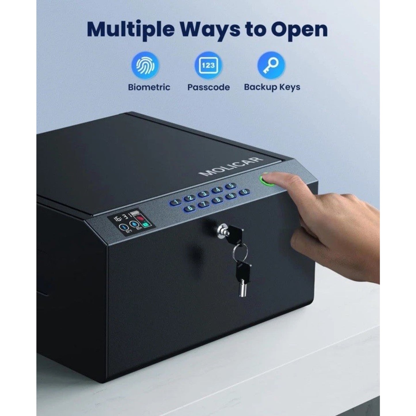 🔥4-Pistol Biometric Gun Safe with LCD Temp Humidity Battery BNWT🔥